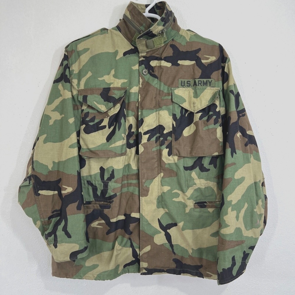 VTG. 1989 US Army M65 Field Jacket Woodland Camo‎ Medium Regular So-Sew Styles